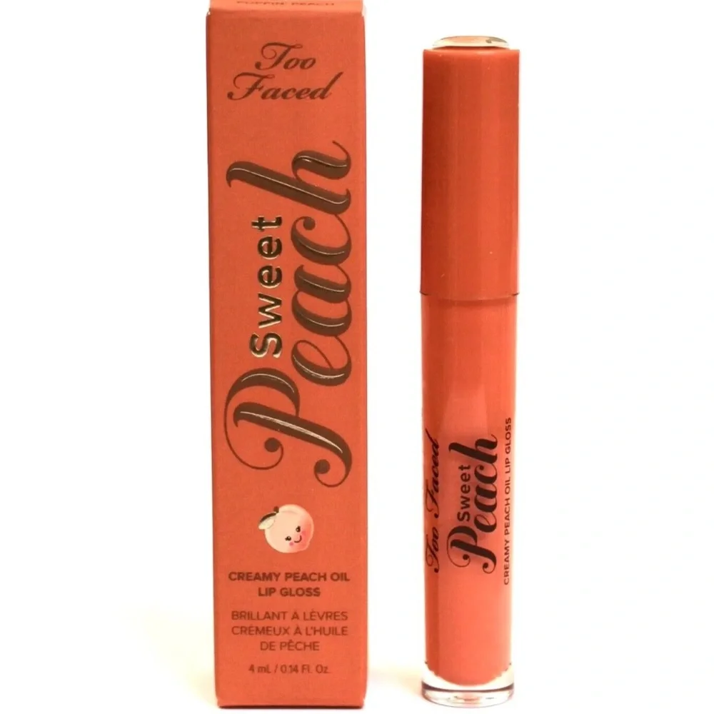 Too Faced Sweet Peach Creamy Peach Oil Lip Gloss NWT NIB in Poppin Peach Full sz